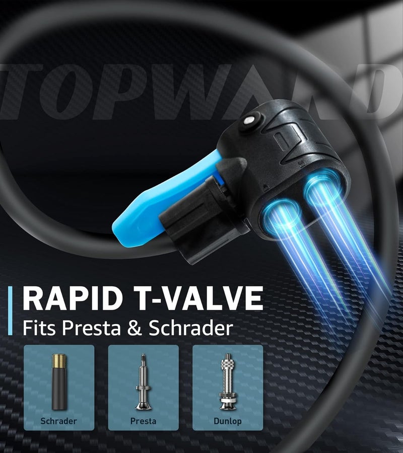 Topward Bicycle Tire Pump Portable, Hand Air Pump for Bike Exercise Balls Inflatables, Fits Presta & Schrader Valve, Bike Floor Pump with Ball Pump Needle for Soccer Volleyball Basketball Inflator - Image 5